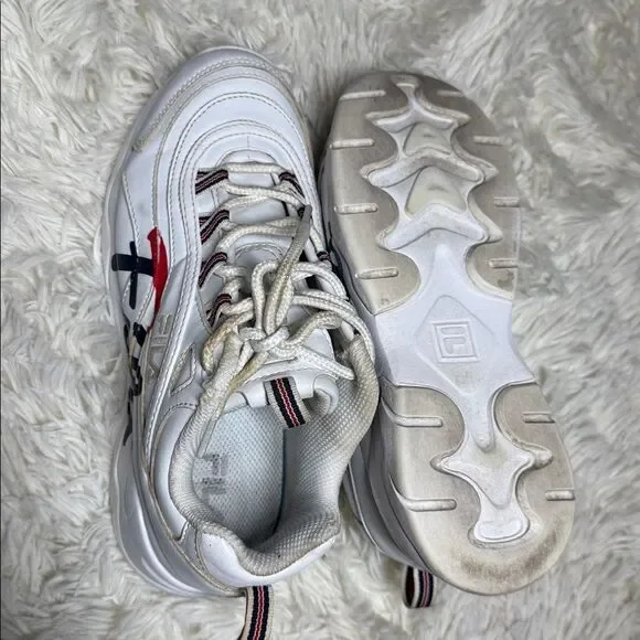 Fila White Sneakers with Navy and Red Details - Picture 4 of 5